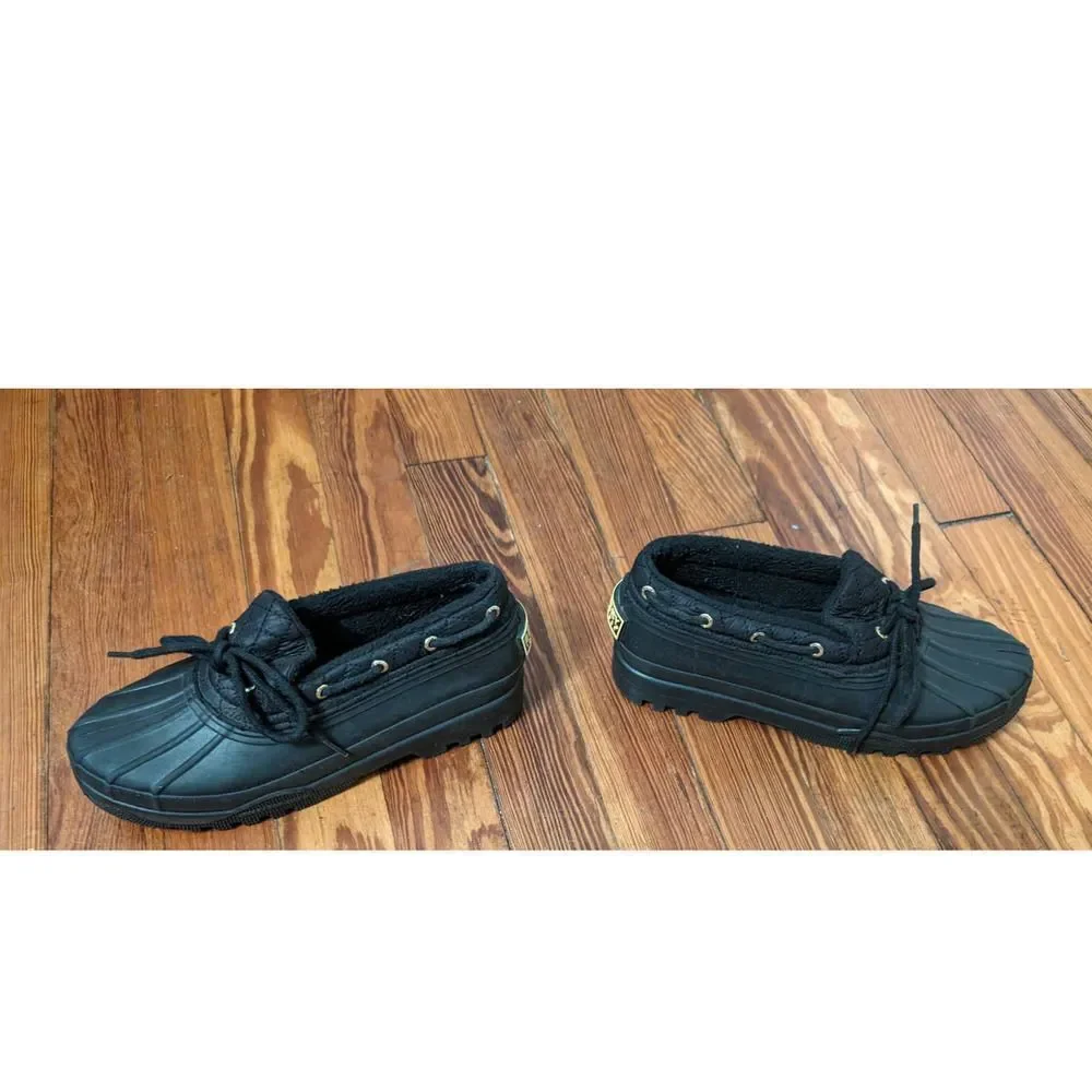 Sperry Top-Sider Black Rubber Low Duck Boots Shoes STS95272 Waterproof 6.5